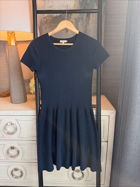 Women's Navy Short-Sleeve Fit & Flare Mini Dress